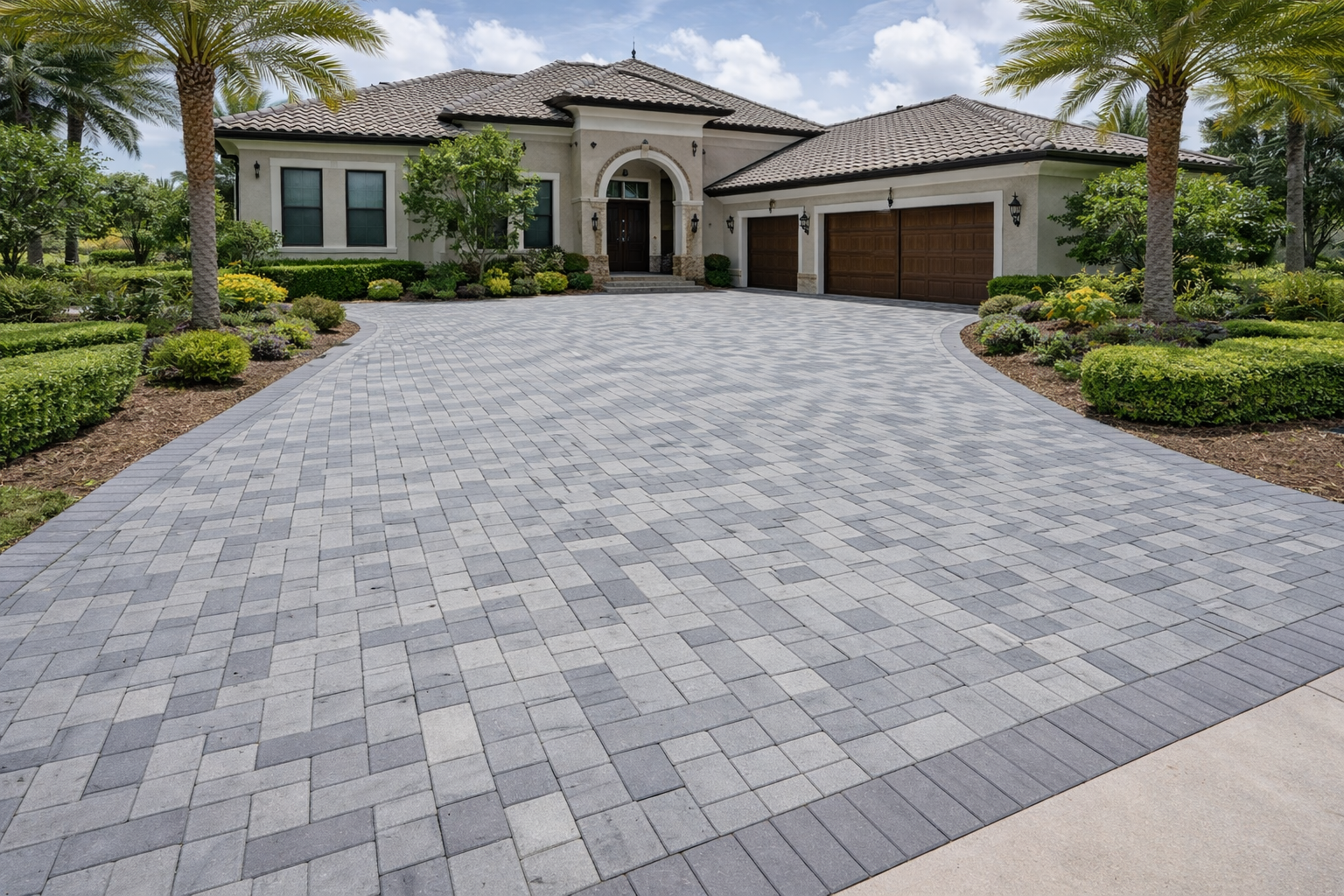 Gray paver driveway