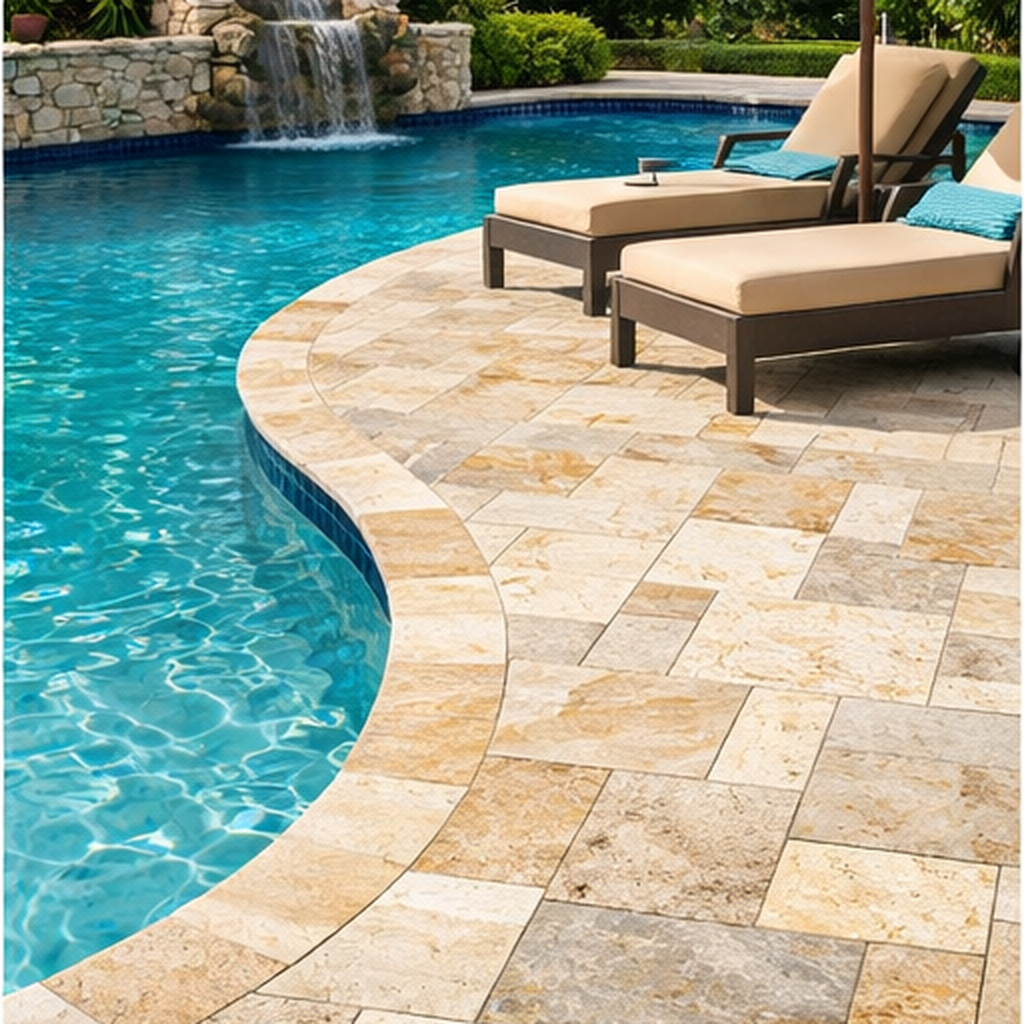 Pool deck pavers detail