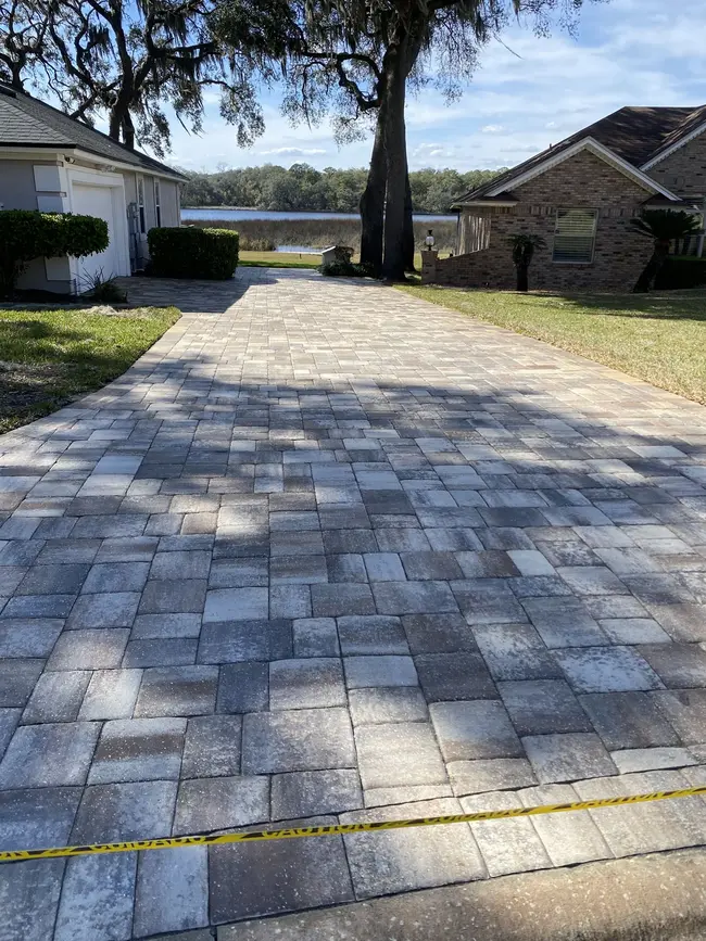 Orange Park driveway pavers restored with professional sealing