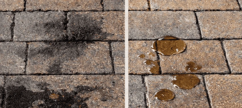 Sealed Paver Surface Helping Resist Oil And Organic Staining