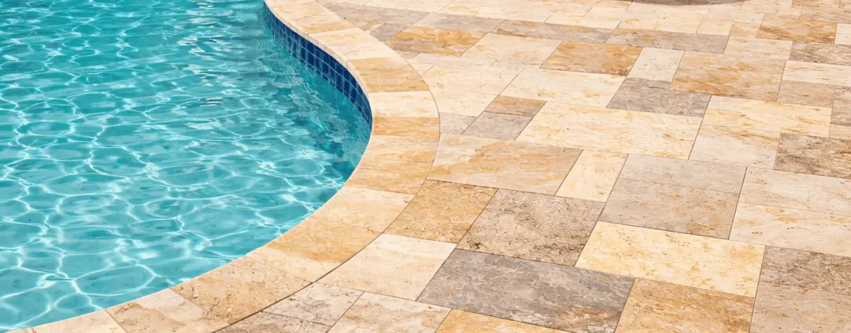 Stone-safe travertine pool deck in Florida